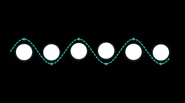 Sine wave animation with circles moving along a path