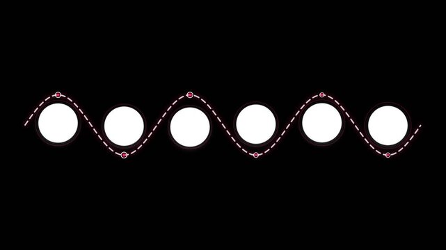 Sine wave animation with glowing dots moving along a dashed line path