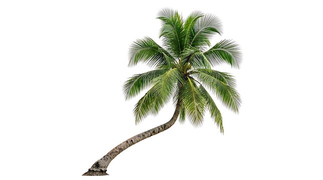 Leaning Coconut Palm Tree With Green Fronds On A Transparent Background arbor botanical branch