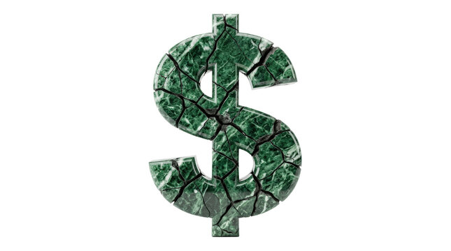 Dollar sign made of green crumpled paper texture.