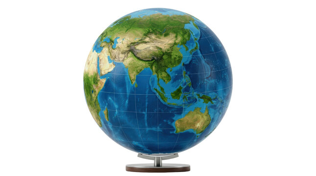 Detailed Globe Showcasing Earth Continents and Oceans.