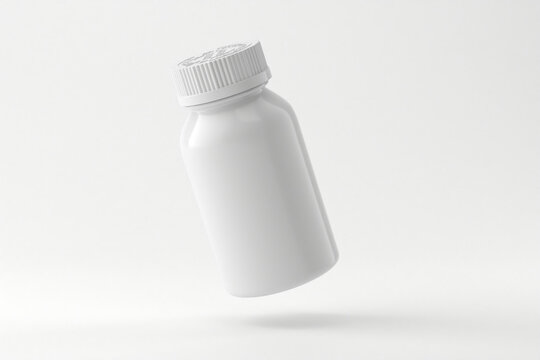 Supplement bottle with safety cap isolated on white background 3d rendering