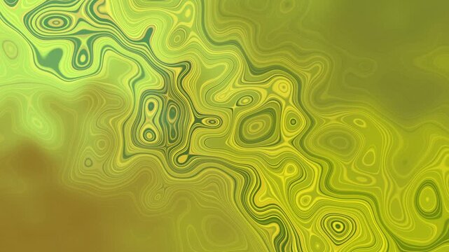 Abstract Psychedelic Topographic Liquid Swirl Background Yellow and Olive Green