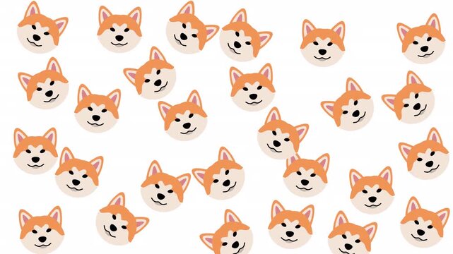 Multiple brown shiba inu dog head emoji icons on a white background. Perfect for web design, social media, or petrelated projects.