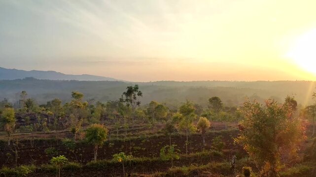 sunset landscape in the hill