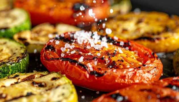 Salt Crystal Rain on Grilled Vegetables