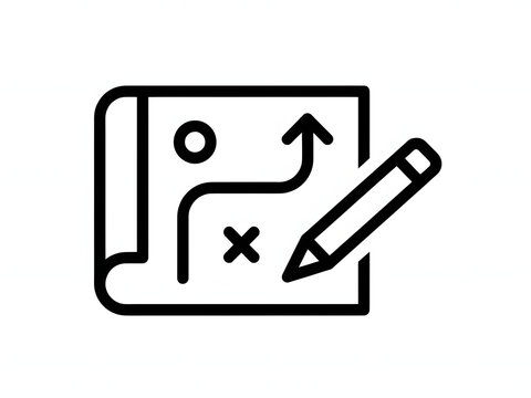 Edit and plan document with pencil, minimalistic line icon for app ui