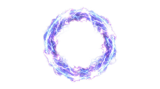Abstract glowing ring of blue and purple lightning for concept of energy and power.
