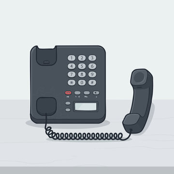 Office phone off hook on a desk in an office setting during regular business hours