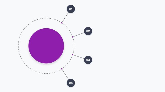 Infographic circle diagram with four numbered purple pointers and text placeholders