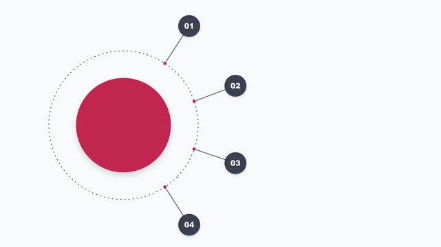 Infographic circle diagram with four numbered points and red center