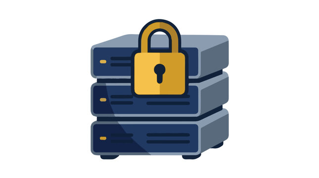 secure data storage with lock on servers in data center digital security concept