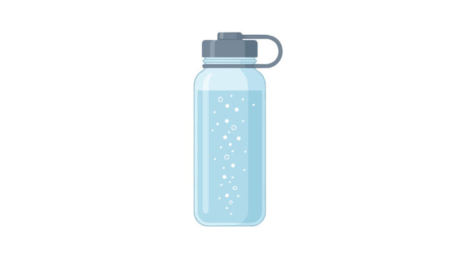 transparent water bottle with blue liquid and cap ideal for hydration and fitness themes
