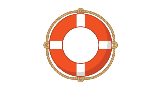 bright orange lifebuoy with white safety accents on a rope for rescue and safety measures