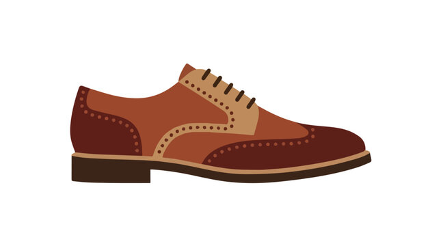 Men's brown leather dress shoe with detailed brogue design ideal for formal occasions
