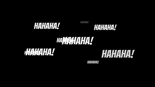 Hahaha text animation on transparent background, laughing text animation alpha channel 4K Video, laugh Speech Expression Letters Symbol