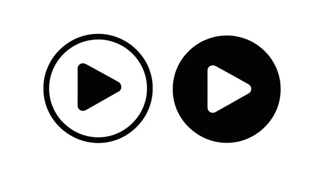 Vector illustration of play button icon set, vector illustration of media player control symbols on a transparent background