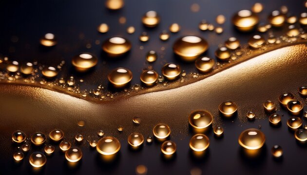Abstract Gold Droplets On Dark Background For Luxury And Modern Design