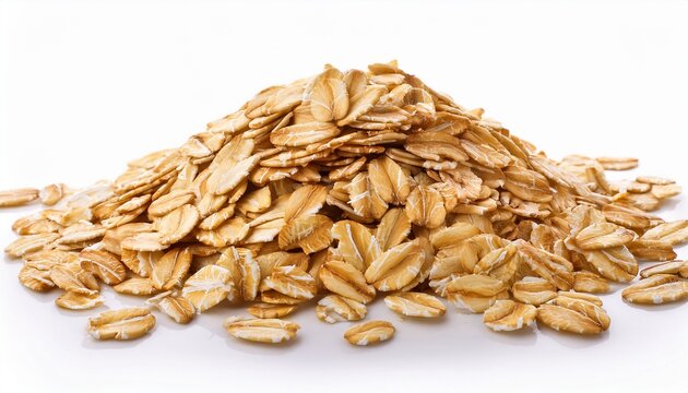 Rolled Oat Flakes Isolated On White Background Macro Shoot File Contains Clopping Paths