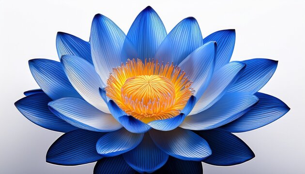 Vibrant Blue Lotus Flower With Detailed Petals And Yellow Center Isolated On A Transparent Background