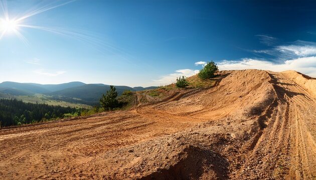 Dirt Hilltop On A Sunny Day