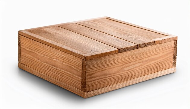 Wooden Box Isolated With Clipping Path