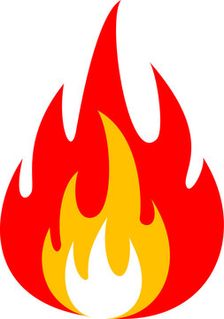 Fire Flame Icon Isolated on Transparent Background Flat Vector Illustration