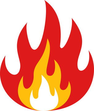 Fire Flame Icon Isolated on Transparent Background Flat Vector Illustration
