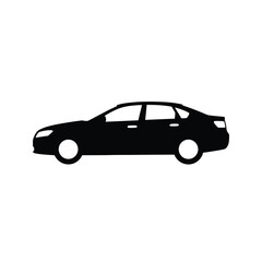 Fototapeta premium Car displays a sleek black silhouette profile moving across a clean white background.