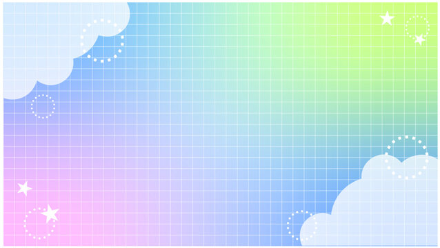 ゆめかわ背景　雲　グリッド