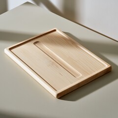 Fototapeta premium Sage-backed cutting board with knife groove and flour dust