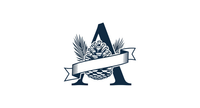 Decorative Letter A with Hop and Barley Design.