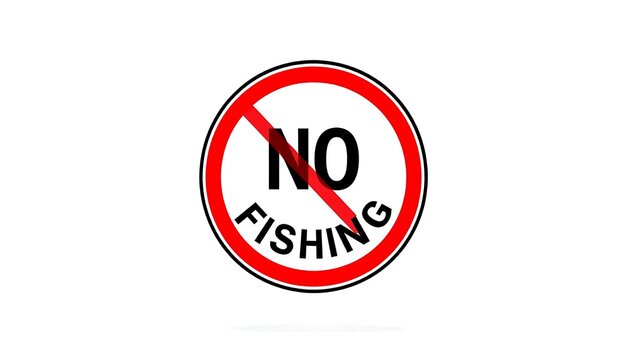 No Fishing Sign Prohibition Symbol Red Circle.