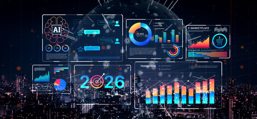 Fototapeta premium Data analytics and big data strategy for real-time analytics, predictive data modeling, business intelligence analytics, and data-driven decision-making in modern digital businesses. Spline