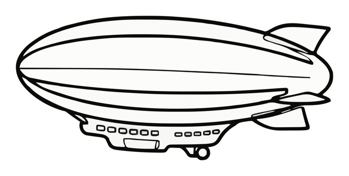 Zeppelin airship side view minimalist vector art. Generative AI