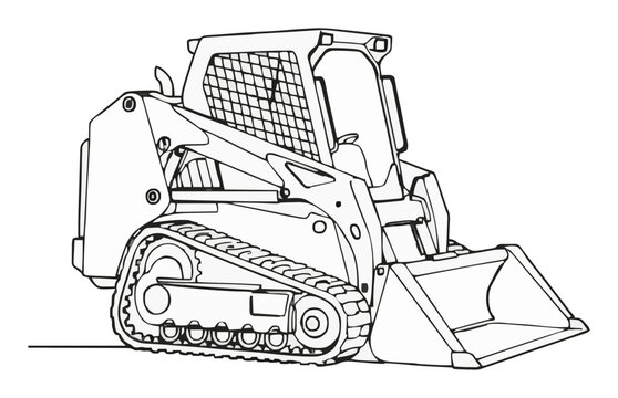 Skid steer loader construction line art vector. Generative AI