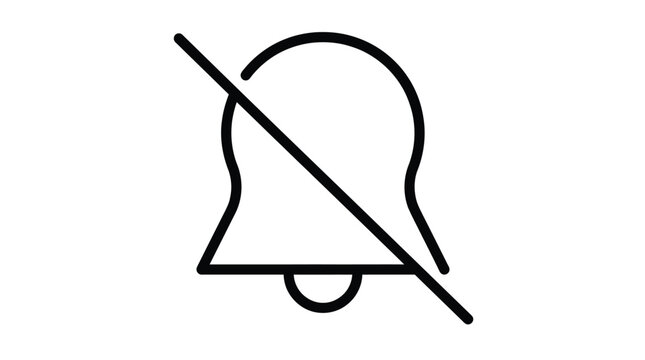 A simple outline drawing of a bell with a diagonal line through it, signifying silence or no notifications.
