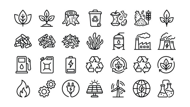 Eco friendly icons for green energy and recycling concepts  sustainable living symbols