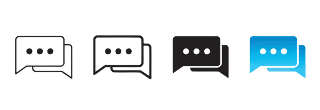 Professional collection of four speech bubble icons for chat apps and digital messaging systems