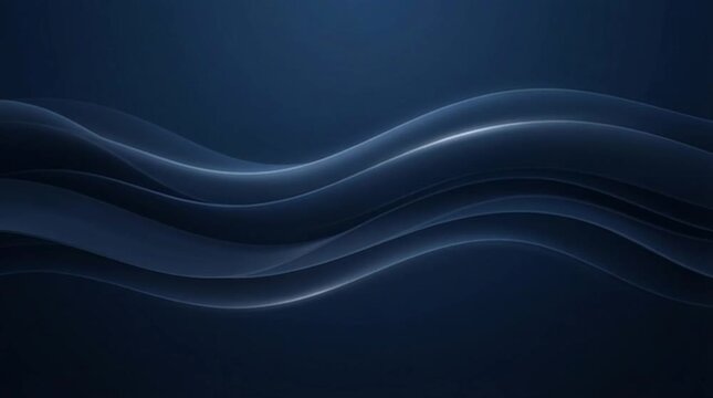Abstract blue wave background with dark gradient, smooth flowing line curve, minimalist seamless loop digital wallpaper backdrop for SEO design, copy space, non reverse motion