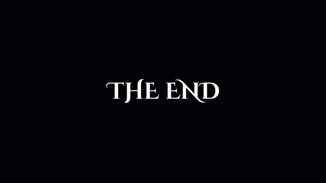 The End Cinematic Text on Black Background for cinema finales and storytelling.