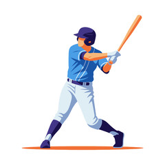 Obraz premium Professional Baseball Player in Action Swings a Wooden Bat Illustration