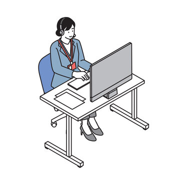 ヘッドセットをつけコールセンターでパソコン作業をする女性オペレーター
キーワード