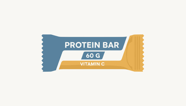 Healthy protein bar in a blue and yellow wrapper is shown as a nutritional snack option for fitness enthusiasts.