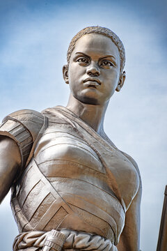 COTONOU, BENIN: The Amazon Monument (Monument Amazone), a 30-metre bronze-clad statue on the Esplanade des Amazones, honours the Mino &mdash; the all-female military regiment of the Kingdom of Dahomey
