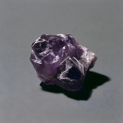 Fototapeta premium Raw amethyst crystal cluster on charcoal-grey studio background