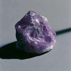 Fototapeta premium Amethyst crystal cluster with deep purple facets and dramatic shadow