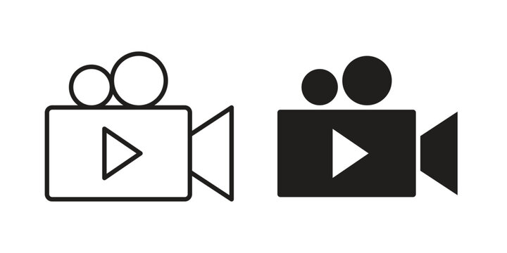 Video camera icon thin line pictograms group