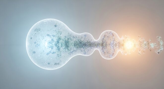 Microscopic view of yeast cell undergoing budding and reproduction.