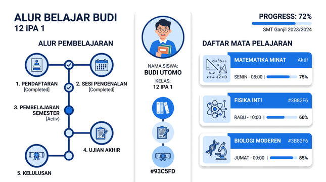 Indonesian student's learning progress and subject list